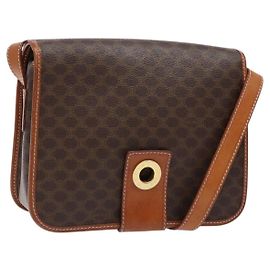 Céline Bolsa de Ombro Celine Macadam em Couro PVC Marrom