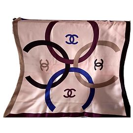 Chanel Seidenschal Monogramm Weiß Weiß