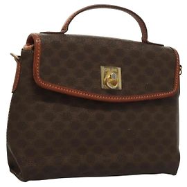 Céline Bolsa de mão vintage Celine Triomphe em lona Macadam Marrom