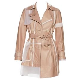 Christian Dior Trench de couro bege Bege