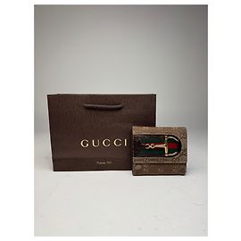 Vintage Gucci Monogramm Leder Geldbörse beige braun Beige