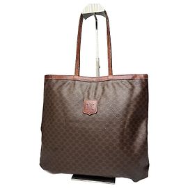 Céline Sac à main en cuir monogramme vintage Celine Paris marron Marron