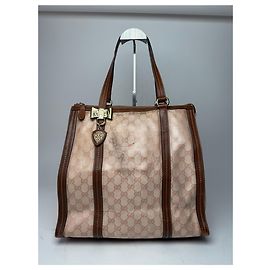 Borsa a mano vintage Gucci in pelle monogramma rosa e marrone Rosa