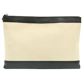 Balenciaga-Pochete Balenciaga em lona e couro marinho pequena-Bege