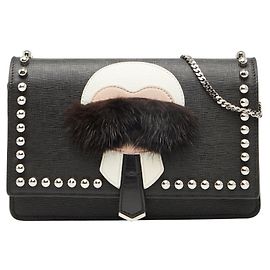 Borsa a spalla Fendi Carlito con borchie Nero