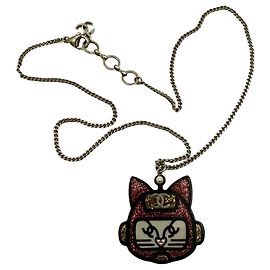Collier Robot Chat Choupette Chanel noir rose jaune Noir