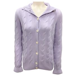 Loro Piana lilafarbener Baby-Kaschmir-Pullover mit Zopfmuster Lila