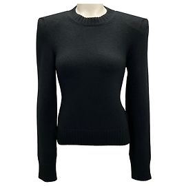 Alaïa Schwarzer Kaschmir-Strickpullover von Alaia mit Schulterpolstern Schwarz