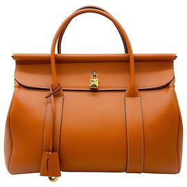 Bolsa tote de couro liso L32 Warm Tan Loom da Loro Piana Marrom