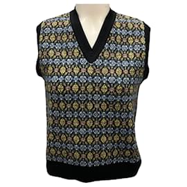 Saint Laurent-Saint Laurent Noir Multicolor 2021 Fair Isle Wool Jacquard Sweater Vest-Multiple colors