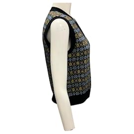 Saint Laurent-Saint Laurent Noir Multicolor 2021 Fair Isle Wool Jacquard Sweater Vest-Multiple colors