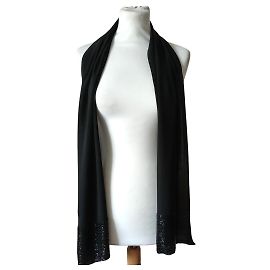 Seidenschal Loewe mit Schmucksteinen Schwarz