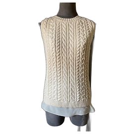 Dior Twisted Wool and Silk Sweater Cream Cream