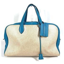 Hermès Borsa a Spalla HERMES Victoria 43 Blu Beige