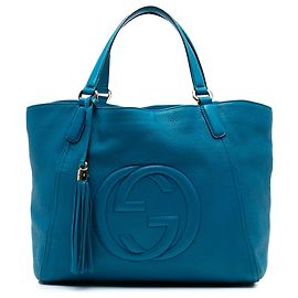 Gucci Blau Mittel Leder Soho Cellarius Tote Blau