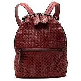 Bottega Veneta Red Nappa Intrecciato Backpack Red Dark red