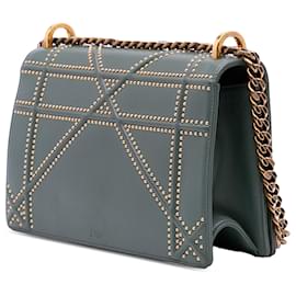 Dior-Dior Green Medium Studded Lambskin Diorama Flap-Green