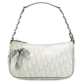 Dior-Dior White Oblique Coated Canvas Romantique Shoulder Bag-White