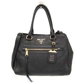 Prada VITELLO PHENIX 1BG044 Damen Lederhandtasche / Schultertasche Schwarz