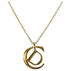 Christian Dior CD Anhänger Halskette Metall Golden