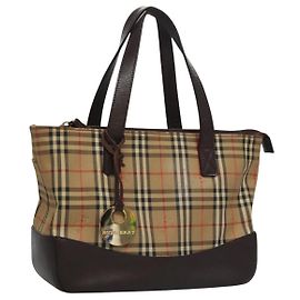 Burberry Nova Handbag Check Pattern Mini Beige