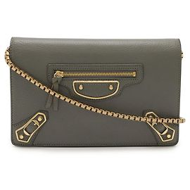 Bolsa de Ombro Pochette Balenciaga Classic Metallic Edge Chain Marrom