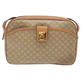 Céline Borsa a Spalla Macadam Vintage Celine in Tela e Pelle Beige
