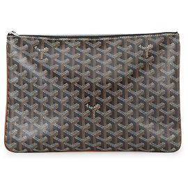 Goyard Senna MM Leather Clutch Bag Black