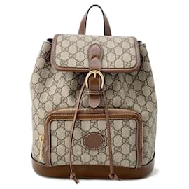 Gucci-Gucci Interlocking G GG Supreme Backpack-Brown