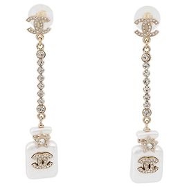 Chanel Perfume Bottle Swing Rhinestone Earrings Other