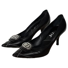 Dior Black Leather Pointed Toe Heels Black