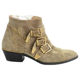Chloé Botas de ante camel con hebilla Camello