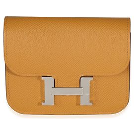 Hermès Sesame Epsom Constance Slim Geldbörse PHW Braun