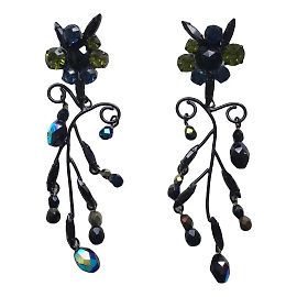 Orecchini a clip Philippe Ferrandis Metallo Nero Swarovski Perle Nero Metallico