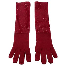 Gants en cachemire tricotés à sequins bordeaux Loro Piana Bordeaux