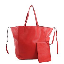 Céline Sac à main Celine Cabas Phantom en cuir large rouge Rouge