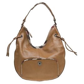 Bolsa hobo vintage Burberry com borda em tartan Marrom Multicor