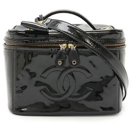 Sac Vanity en Cuir Verni Noir Chanel Noir