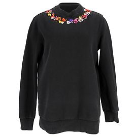 Sweatshirt en coton noir brodé de fleurs Givenchy Noir