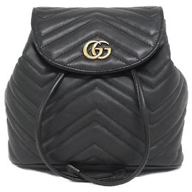 Gucci GG MARMONT Leder Rucksack Schwarz
