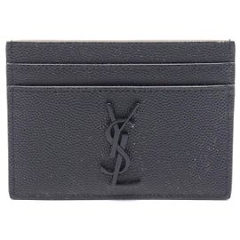 Yves Saint Laurent Cassandra Leather Card Case Black