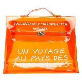 Bolso de mano Kelly de vinilo Hermès Naranja