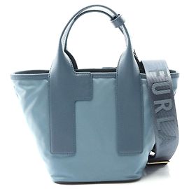 Bolsa Tote de Nylon e Couro Furla PIUMA S Azul