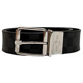 Cinto Louis Vuitton Sangle Ellipse Damier Graphite Preto
