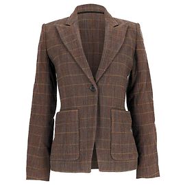 Chloé Checked Blazer in Brown Virgin Wool Brown Red