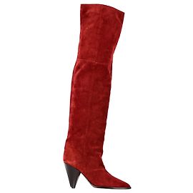 Isabel Marant Riria Over The Knee Boots in Red Suede Red