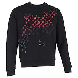 Louis Vuitton Pullover aus schwarzer Baumwolle mit gesticktem Monogramm Schwarz