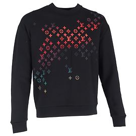 Pull en coton noir avec monogramme brodé Louis Vuitton Noir