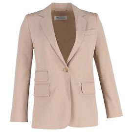 Max Mara Unno Single-Breasted Blazer with Pockets in Beige Wool Beige