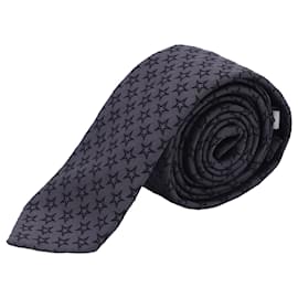 Givenchy-Givenchy Star-Embroidered Neck Tie in Grey Silk-Grey